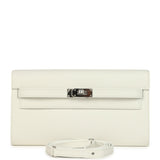 Hermes Kelly Wallet To Go New White Epsom Palladium Hardware