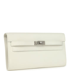 Hermes Kelly Wallet To Go New White Epsom Palladium Hardware