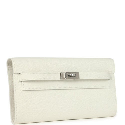 Hermes Kelly Wallet To Go New White Epsom Palladium Hardware