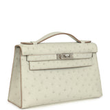 Hermes Kelly Pochette Gris Perle Ostrich Palladium Hardware