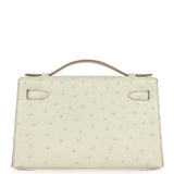 Hermes Kelly Pochette Gris Perle Ostrich Palladium Hardware