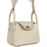 Hermes Mini Lindy II Craie Clemence Gold Hardware