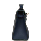 Hermes Special Order (HSS) Kelly Pochette Bleu Navy Verso Swift Rose Gold Hardware