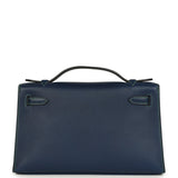 Hermes Special Order (HSS) Kelly Pochette Bleu Navy Verso Swift Rose Gold Hardware