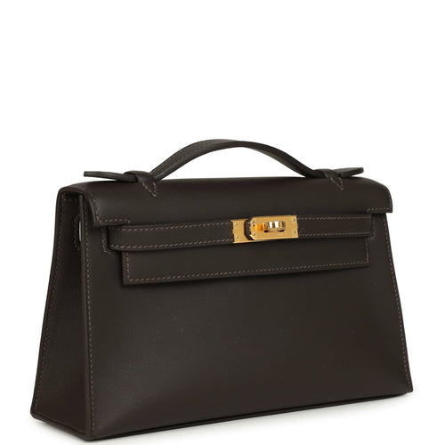Hermes Kelly Pochette Bai-Brun Swift Gold Hardware