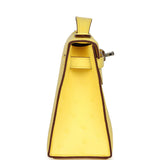 Hermes Kelly Pochette Jaune Citron Ostrich Palladium Hardware
