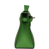 Hermes Kelly Pochette Vert Yucca Swift Palladium Hardware