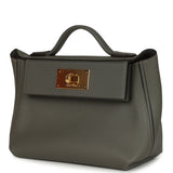 Hermes Mini 24/24 Bag Etain Evercolor and Swift Gold Hardware
