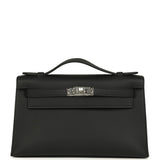 Hermes Kelly Pochette Black Swift Palladium Hardware