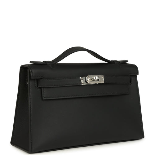 Hermes Kelly Pochette Black Swift Palladium Hardware