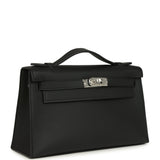 Hermes Kelly Pochette Black Swift Palladium Hardware