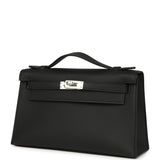 Hermes Kelly Pochette Black Swift Palladium Hardware