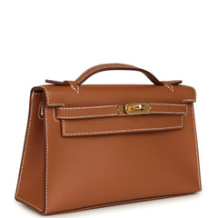 Hermes Kelly Pochette Gold Swift Gold Hardware