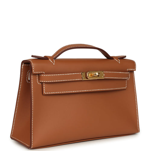 Hermes Kelly Pochette Gold Swift Gold Hardware