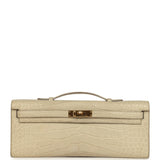 Pre-owned Hermes Kelly Cut Beton Matte Alligator Gold Hardware