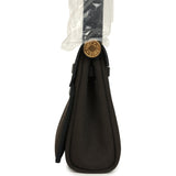 Hermes Herbag Zip 20 Mini Dark Bronze Toile Militaire Canvas and Black Vache Hunter Gold Hardware