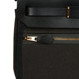 Hermes Herbag Zip 20 Mini Dark Bronze Toile Militaire Canvas and Black Vache Hunter Gold Hardware