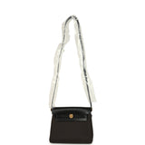 Hermes Herbag Zip 20 Mini Dark Bronze Toile Militaire Canvas and Black Vache Hunter Gold Hardware