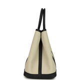 Hermes Garden Party 30 Beton Toile Officier Canvas and Black Negonda Palladium Hardware