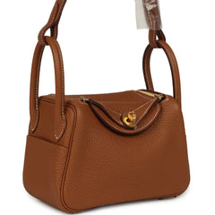 Hermes Mini Lindy Gold Clemence Gold Hardware