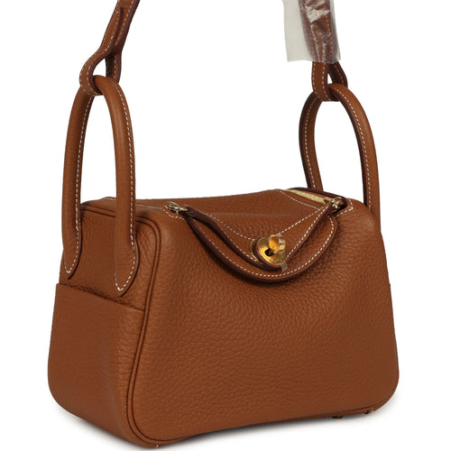 Hermes Mini Lindy Gold Clemence Gold Hardware