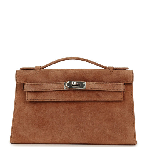 Vintage Hermes Kelly Pochette Fauve Doblis Palladium Hardware