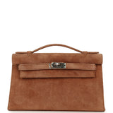 Vintage Hermes Kelly Pochette Fauve Doblis Palladium Hardware