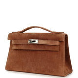 Vintage Hermes Kelly Pochette Fauve Doblis Palladium Hardware