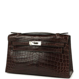Vintage Hermes Kelly Pochette Havane Matte Niloticus Crocodile Palladium Hardware