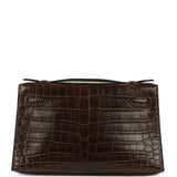 Vintage Hermes Kelly Pochette Havane Matte Niloticus Crocodile Palladium Hardware