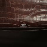 Vintage Hermes Kelly Pochette Havane Matte Niloticus Crocodile Palladium Hardware