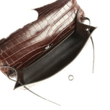 Vintage Hermes Kelly Pochette Havane Matte Niloticus Crocodile Palladium Hardware