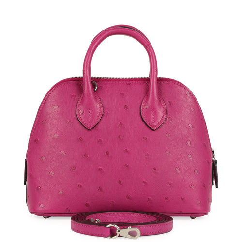 Hermes Mini 1923 Bolide Rose Poupre Ostrich Palladium Hardware