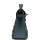 Hermes Kelly Pochette Bleu Tempette Swift Palladium Hardware