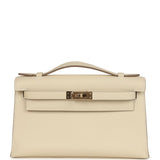 Hermes Kelly Pochette Craie Swift Permabrass Hardware