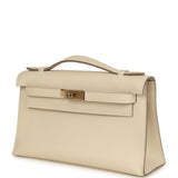 Hermes Kelly Pochette Craie Swift Permabrass Hardware