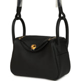 Hermes Mini Lindy II Black Clemence Gold Hardware - Thumbnail View 5