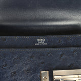 Pre-owned Hermes Mini Verrou Chaine Bag Bleu Iris Ostrich Palladium Hardware