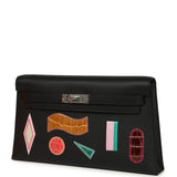 Hermes Kelly Elan Broderie Black Bet-Tab Swift, Niloticus Crocodile and Alligator Palladium Hardware