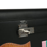 Hermes Kelly Elan Broderie Black Bet-Tab Swift, Niloticus Crocodile and Alligator Palladium Hardware