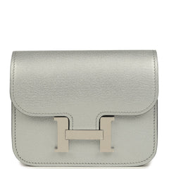 Hermes Constance Slim Wallet Argent Chevre Chamkilight Palladium Hardware