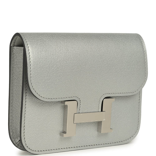 Hermes Constance Slim Wallet Argent Chevre Chamkilight Palladium Hardware