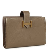 Hermes Bearn Card Holder Etoupe Epsom Gold Hardware
