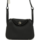 Hermes Mini Lindy II Black Clemence Palladium Hardware