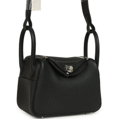 Hermes Mini Lindy II Black Clemence Palladium Hardware