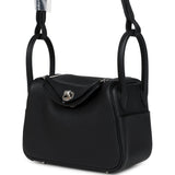 Hermes Mini Lindy II Black Clemence Palladium Hardware