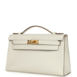 Hermes Kelly Pochette Gris Pale Swift Gold Hardware