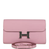 Pre-owned Hermes Constance Wallet To Go Mauve Sylvestre Epsom Palladium Hardware