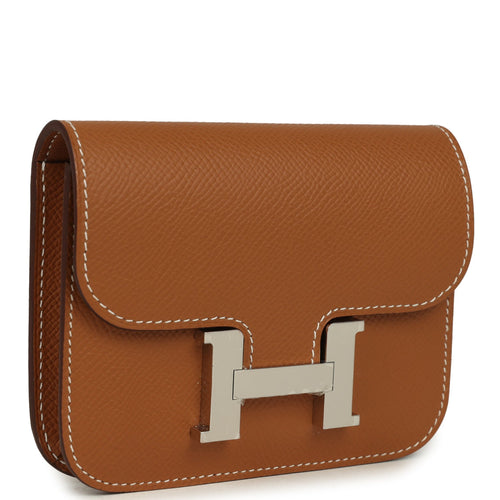Hermes Constance Slim Wallet Gold Epsom Palladium Hardware
