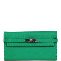 Hermes Kelly Long Wallet Menthe Chevre Mysore Palladium Hardware
